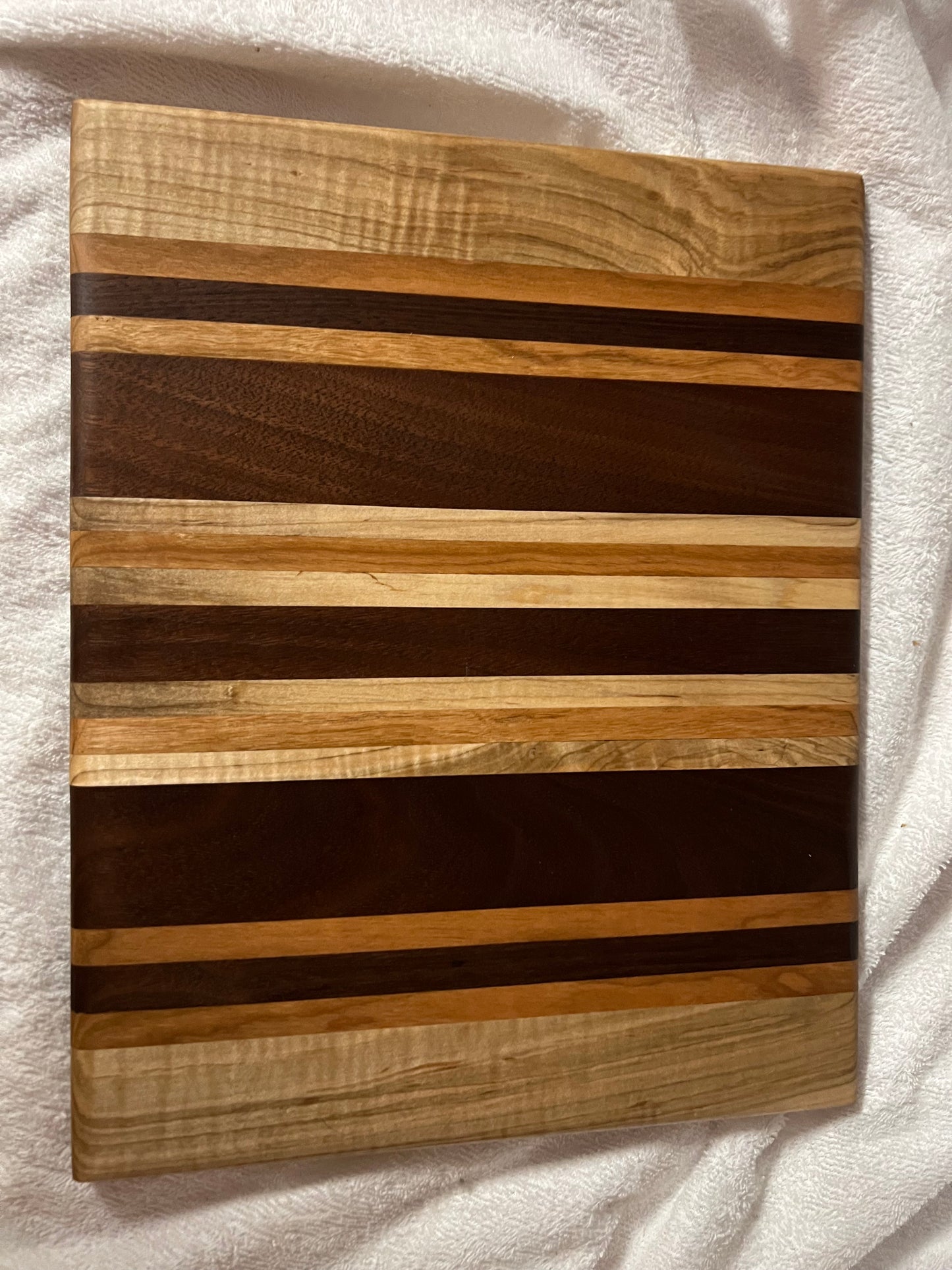 Premium 10"x12"x3/4" Cherry, Maple, and Black Walnut Breadboard – A Masterpiece for Your Kitchen