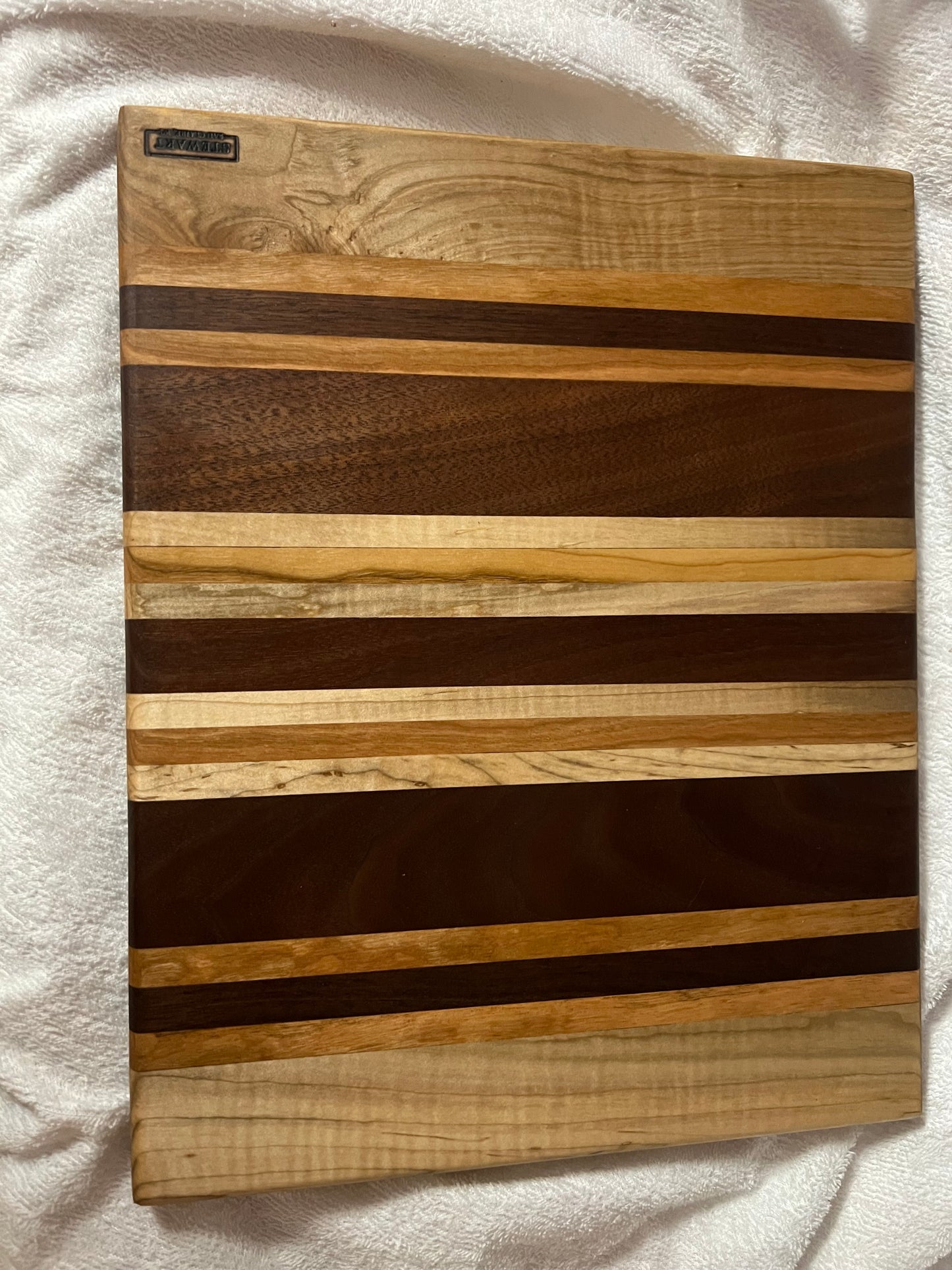 Premium 10"x12"x3/4" Cherry, Maple, and Black Walnut Breadboard – A Masterpiece for Your Kitchen