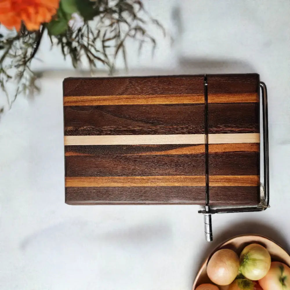 Handmade Cheese Slicer - Black Walnut Tigerwood and Maple - Cheese Cutter